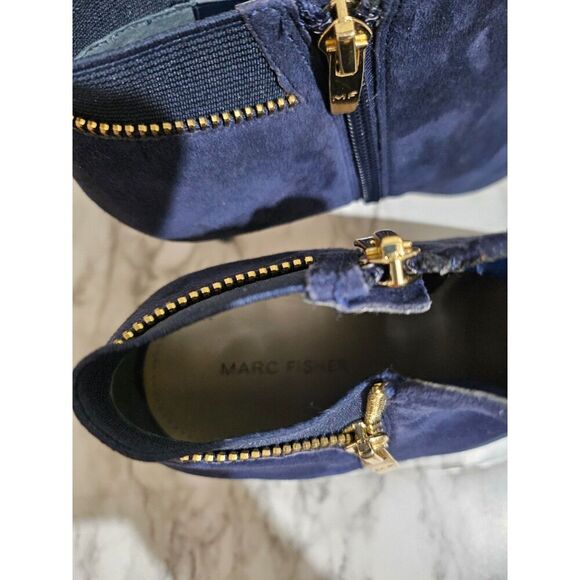 Marc Fisher Blue Suede Boots Stiletto Heels Zipper 9.5 - Picture 4 of 5